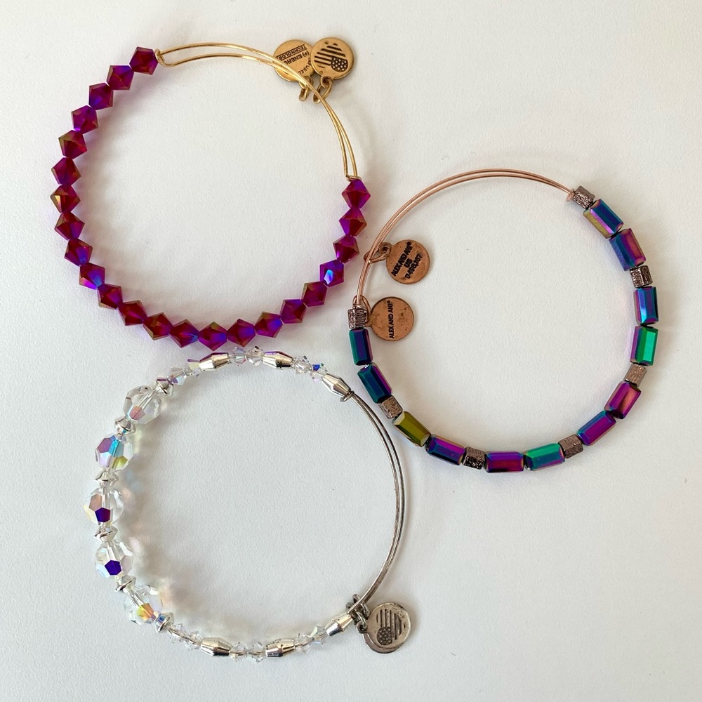 Alex and Ani Jewel Tone Beaded Bracelets Set of 3